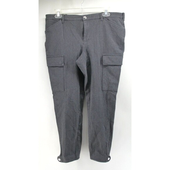 Lauren Ralph Lauren Charcoal‎ Gray Cargo Snap Ankle Stretchy Pants Size 12 - Picture 1 of 13